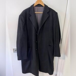 Men's Black Wool Blend Pea Coat - Classic Single-Breasted Overcoat
